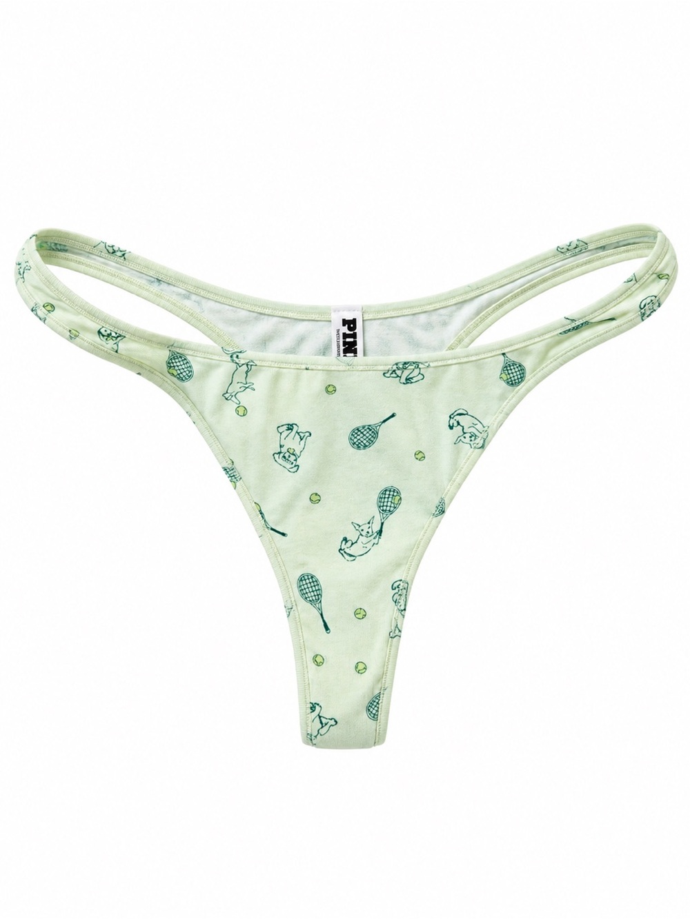 Victoria’s Secret VS PINK Green Tennis Dog Print Strappy Thong Panty XS